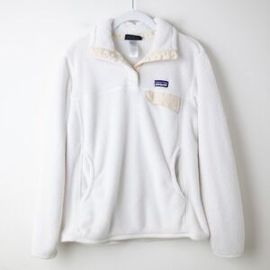 Patagonia Jacket Womens M Cream Re-Tool Snap-T Fleece Quarter Pullover Hiking